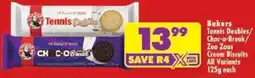 Shoprite Bakers Tennis Doubles/ Choc-o-Break/ Zoo Zoos Cream Biscuits All Variants offer
