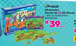 Game Butterfly A4 Wooden Puzzle 36 OR 48-Pieces offer