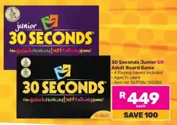 Game 30 Seconds Junior OR Adult Board Game offer