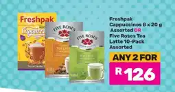 Game Freshpak Cappuccinos 8 x 20 g Assorted OR Five Roses Tea Latte 10-Pack Assorted offer