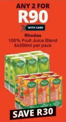 Checkers Rhodes 100% Fruit Juice Blend offer
