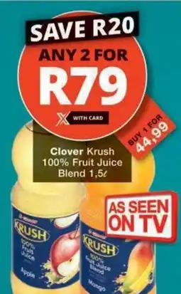 Checkers Clover Krush 100% Fruit Juice Blend offer