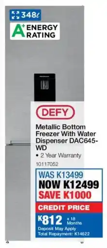 OK Furniture Defy Metallic Bottom Freezer With Water Dispenser offer
