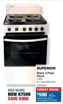 OK Furniture Superior Black 4 Plate Stove offer