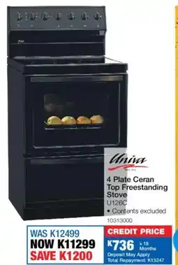 OK Furniture Univa 4 Plate Ceran Top Freestanding Stove offer