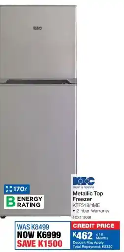 OK Furniture KIC Metallic Top Freezer offer