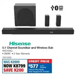 OK Furniture Hisense 5.1 Channel Soundbar and Wireless Sub offer