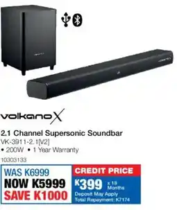 OK Furniture Volkano X 2.1 Channel Supersonic Soundbar offer
