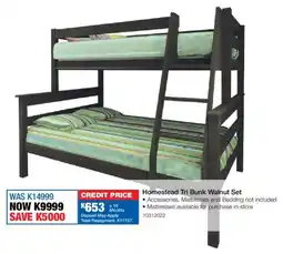 OK Furniture Homestead Tri Bunk Walnut Set offer