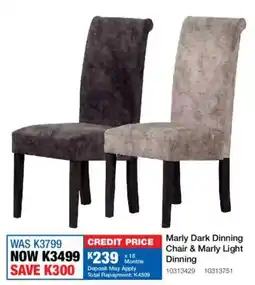 OK Furniture Marly Dark Dinning Chair & Marly Light Dinning offer