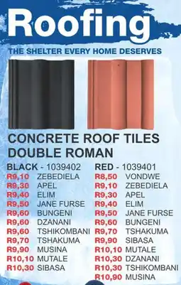Cashbuild Concrete roof tiles double roman offer