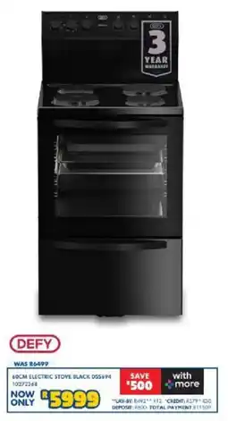 Russells Defy 60cm electric stove black offer