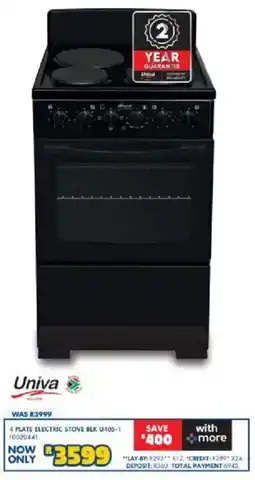 Russells Univa 4 plate electric stove black offer