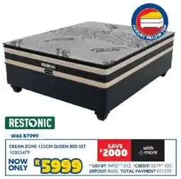 Russells Restonic dream zone 152cm queen bed set offer