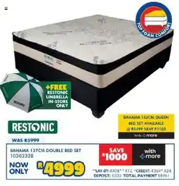 Russells Restonic bahama 137cm double bed set offer