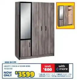Russells Liberty 120cm 4 door robe offer
