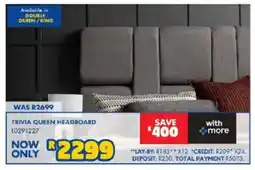 Russells Trivia queen headboard offer