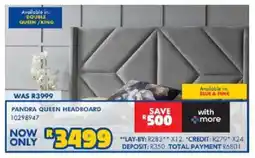 Russells Pandra queen headboard offer