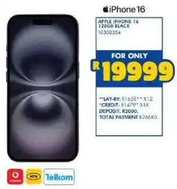 Russells Apple iPhone 16 128GB Black offer