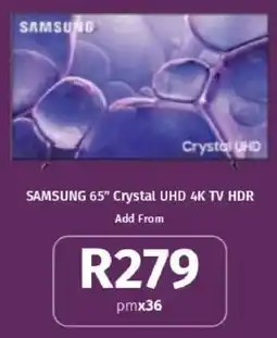 Vodacom Samsung 65" Crystal UHD 4K TV HDR offer