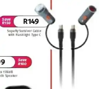 Vodacom Supafly Survivor Cable with Flashlight Type C offer