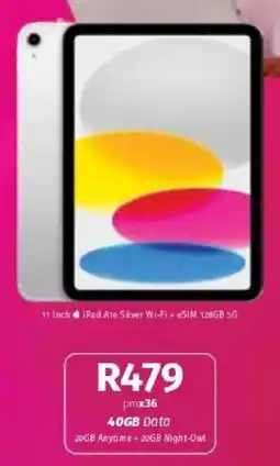 Vodacom iPad 11 inch A16 Silver Wi-Fi + eSIM 128GB 5G offer