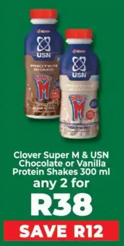 Food Lover's Market Clover Super M & USN Chocolate or Vanilla Protein Shakes offer