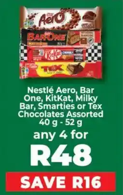 Food Lover's Market Nestlé Aero, Bar One, KitKat, Milky Bar, Smarties or Tex Chocolates Assorted offer