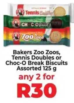 Food Lover's Market Bakers Zoo Zoos, Tennis Doubles or Choc-O Break Biscuits Assorted offer