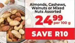Food Lover's Market Almonds, Cashews, Walnuts or Mixed Nuts Assorted offer