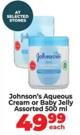 Food Lover's Market Johnson's Aqueous Cream or Baby Jelly Assorted offer