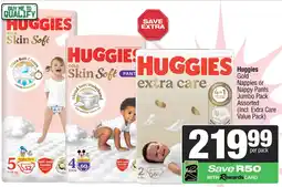 Spar Huggies Gold Nappies or Nappy Pants Jumbo Pack Assorted offer