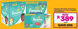 Game Pampers Ultra Skin OR Premium Care Nappies OR Pants Mega Box Assorted Sizes offer