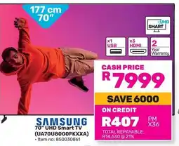 Game Samsung 70" UHD Smart TV offer