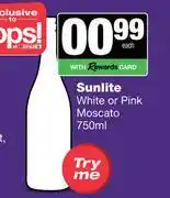 Spar Tops Sunlite White Or Pink Moscato-750ml Each offer