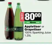 Spar Tops Appletiser Or Grapetiser 100% Sparkling Juice-For 2 x 1.25L offer