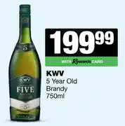 Spar Tops KWV 5 Year Old Brandy-750ml offer