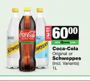 Spar Tops Coca Cola Original Or Schweppes 1L-For Any 3 offer