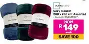 Game Mainstays Cozy Blanket 200 x 200cm Assorted 850038997 offer