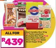 Game Aunt Caroline Rice 10Kg+Tastic Long Grain Parboiled Rice 10Kg+Snowflake Cake Wheat Flour 10Kg offer