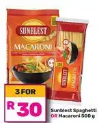 Game Sunblest Spaghetti Or Macaroni-For 3 x 500g offer