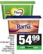 Spar Rama Original 60% Far Spread Tub Or Flora Regular Or Light Medium Fat Spread Tub-1kg Each offer