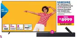 Game Samsung 65" UHD Smart TV Plus B-Series 2.0 Channel Soundbar offer
