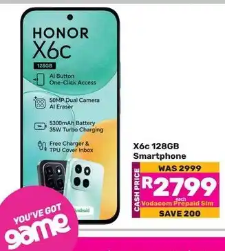 Game Honor X6c 128GB Smartphone offer