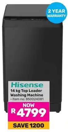 Game Hisense Top Loader Washing Machine offer