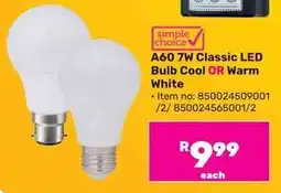 Game Simple Choice A60 7W Classic LED Bulb Cool OR Warm White offer