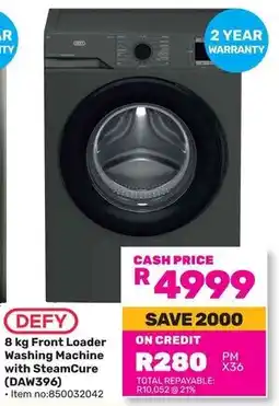 Game Defy Front Loader Washing Machine with SteamCure offer
