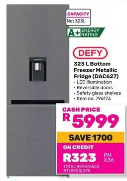 Game Defy Bottom Freezer Metallic Fridge offer