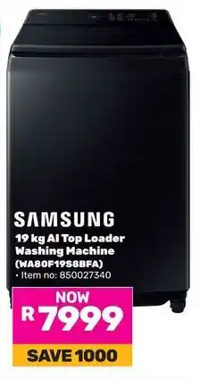 Game Samsung AI Top Loader Washing Machine offer