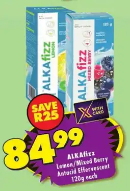 Shoprite ALKAfizz Lemon/ Mixed Berry Antacid Effervescent offer